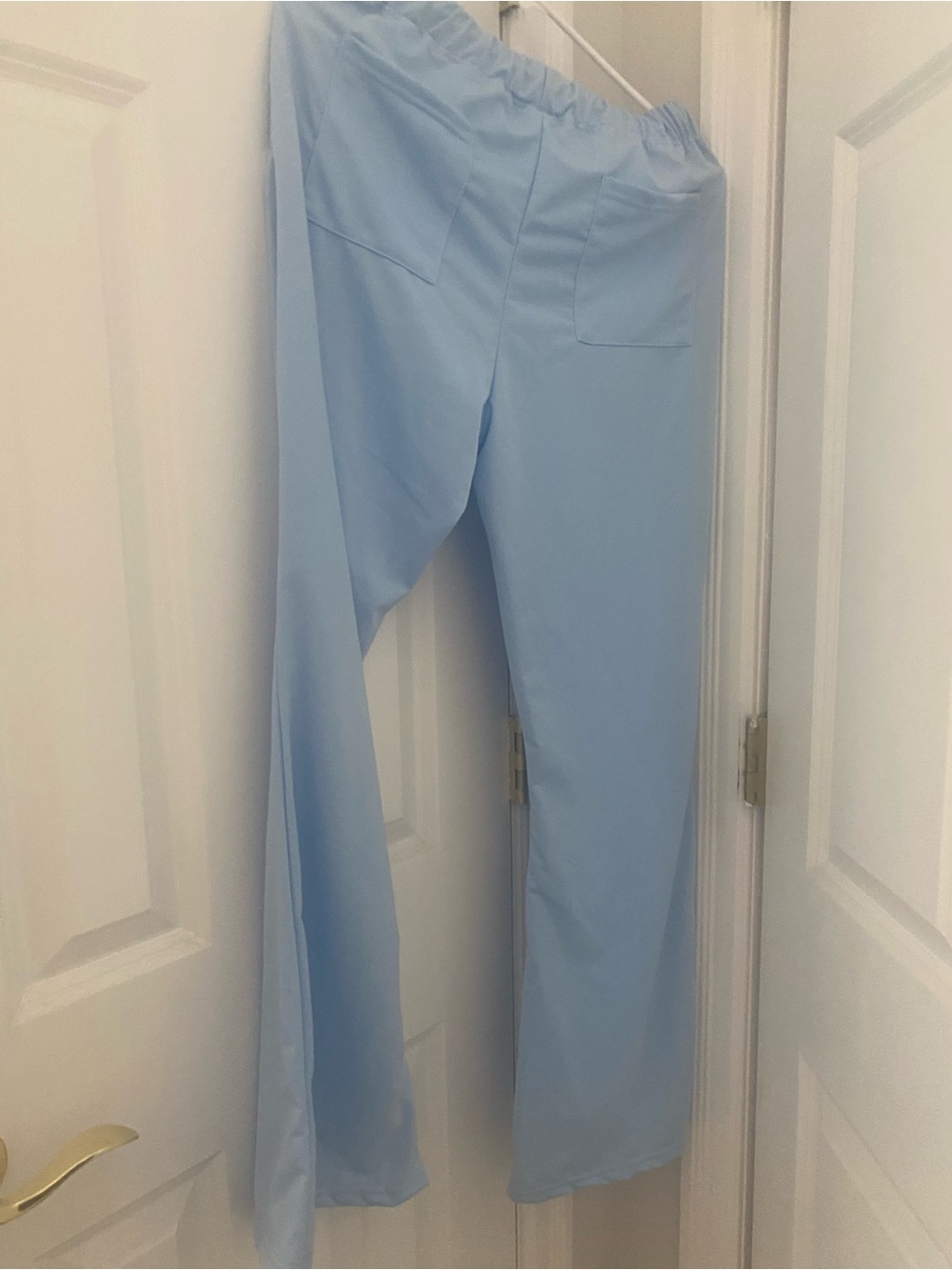 Womens casual pant light blue stretch fabric